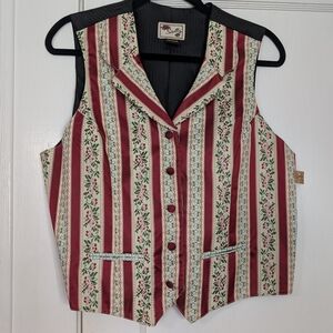 Scully Floral Stripe Tapestry Vest L | Western Cottagecore